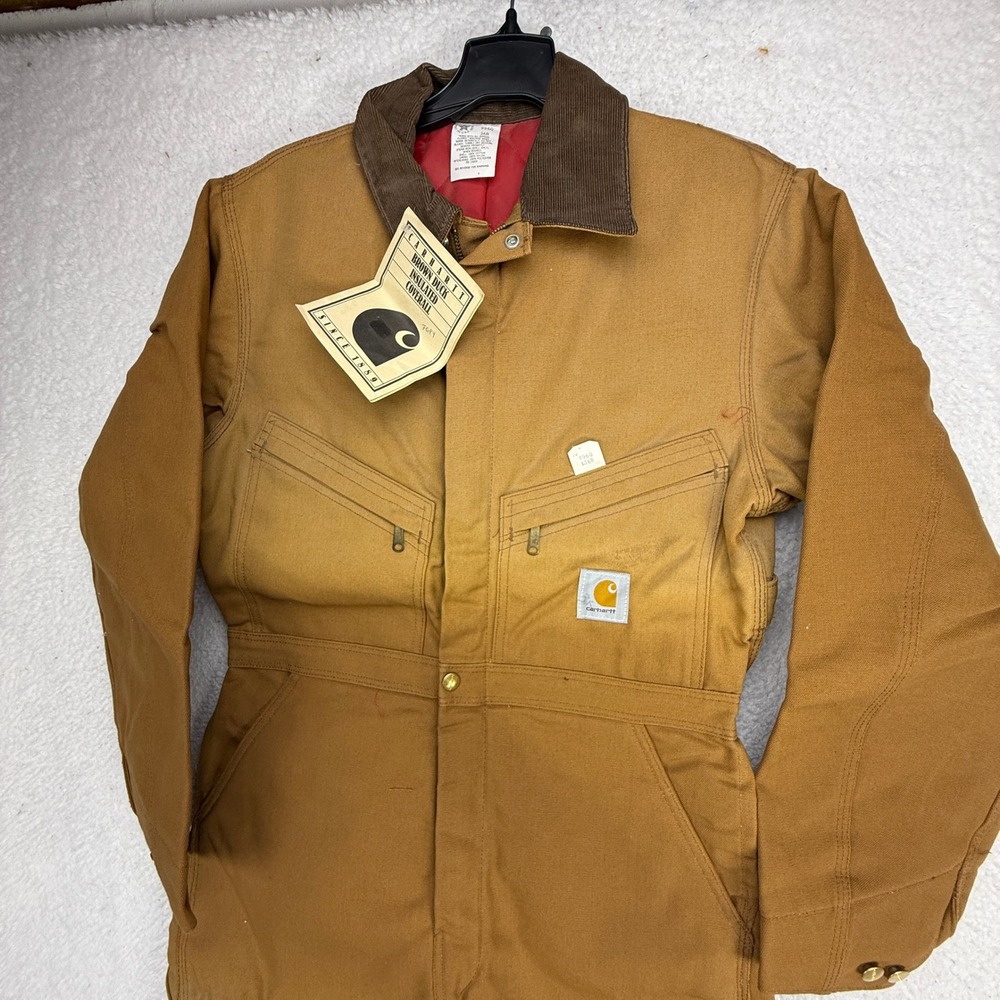 Carhartt Canvas Quilt Lined Coveralls Mens 36 Small 996Q Brown NWT NOS Scolvill